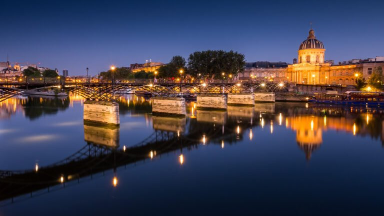 Blue hour at the Pont des Arts, Paris.