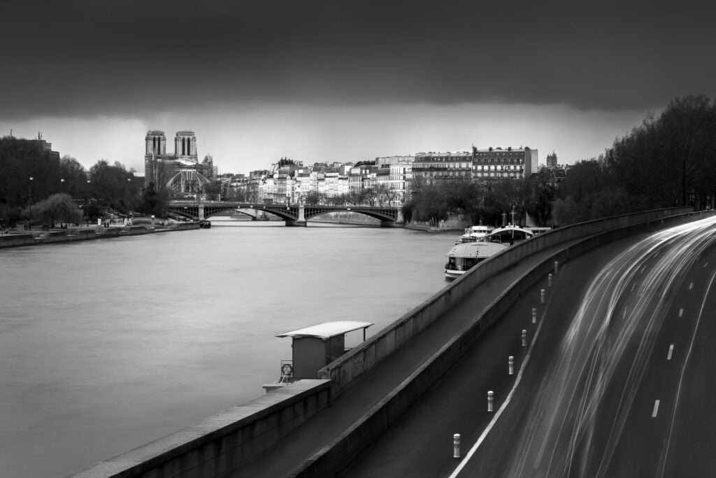 Storm under Notre-Dame cathedral in Paris