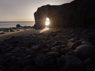 Arch of Port-Blanc near Quiberon at sunset