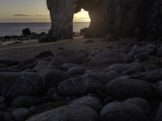 Arch of Port-Blanc at sunset near Quiberon