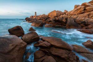 Lighthouse of Ploumanach, Brittany, France.