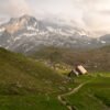 Refuge in the Alps, near lakes Merlet, France.