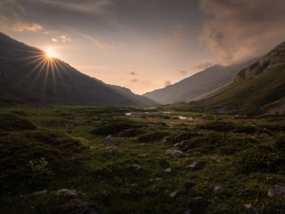 Sunset at Plan de Tueda in the Alps