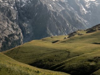 Sunset in front of La Meije in the Alps