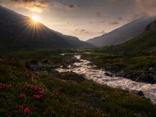 Sunset at Plan de Tueda in the Alps