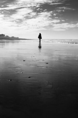 Walking on the shore in Ault, France