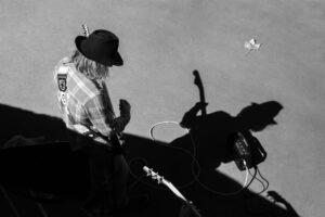 Guitar player near the Seine river in Paris, France