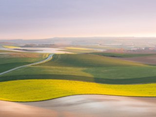 Waves of fields at spring in Cote d'Opale, France