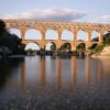 Pont du Gard with gravels reflects