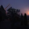 Mill with the red moonlight at Saint-Saturnin-les-Apt, France