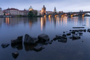 Bridge Charles at blue hour, Prague, Czech Republic.