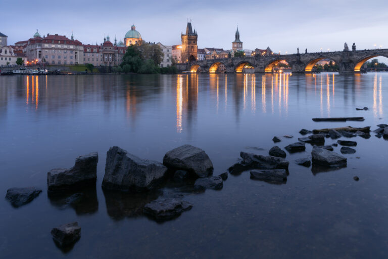 Charles Bridge at blue hour, Prague, Czech Republic.
