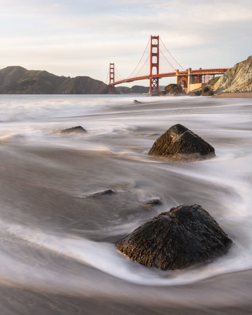 Golden gate bridge at golden hour, San Francisco, USA.