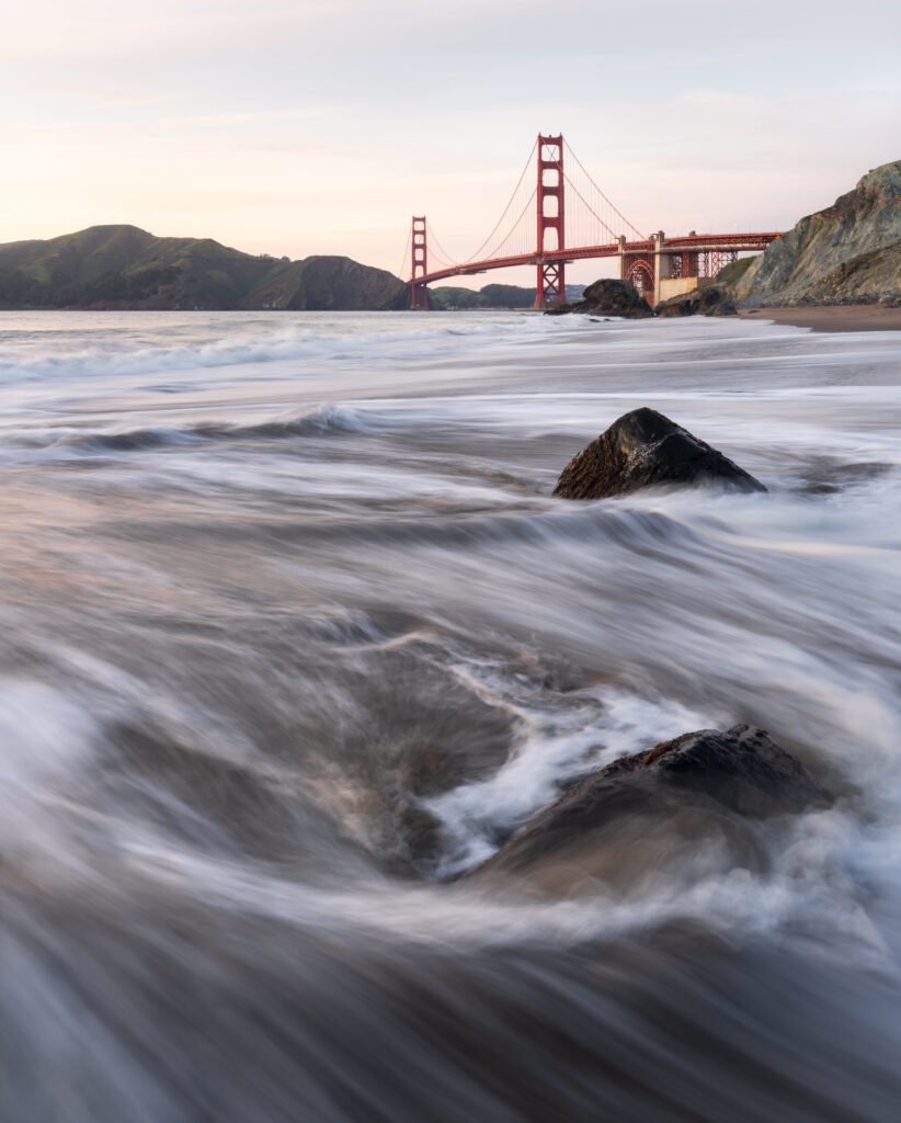 Golden gate bridge at golden hour, San Francisco, USA.