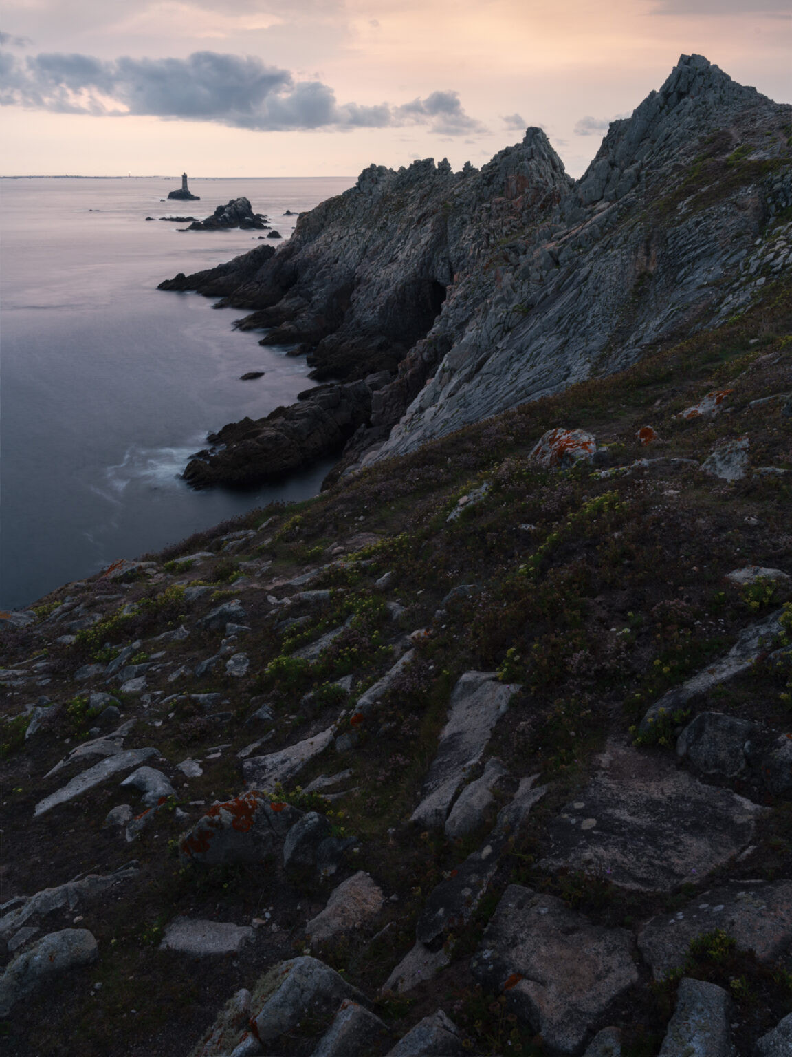 Pointe du Raz bei Sonnenuntergang, Plogoff, Frankreich.