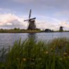 Kinderdijk mills with a rainbow, Netherlands.