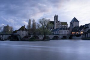 Morêt-sur-Loing at blue hour, France.