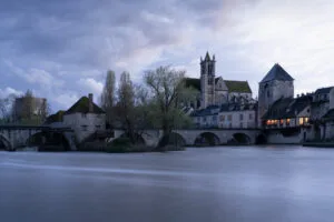 Morêt-sur-Loing at blue hour, France.