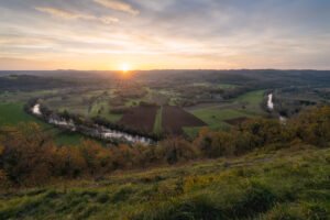 Sunrise at Côte de Jor, Dordogne, Saint-Léon sur Vézère, France.